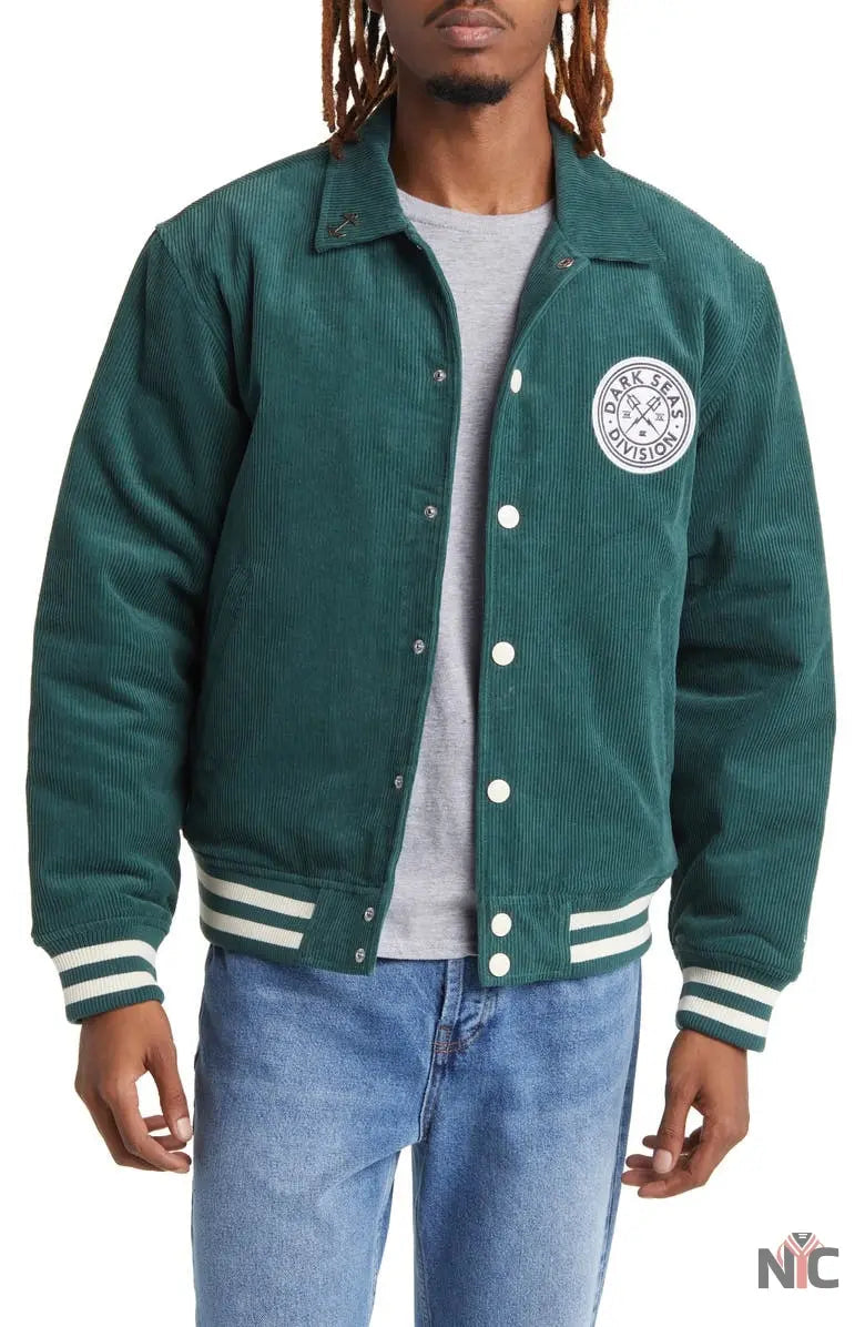 Dark Seas Cotton Corduroy Varsity Jacket Clanton Jacket