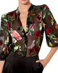 Days of Our Lives Gwen Rizczech Floral Sheer Blouse