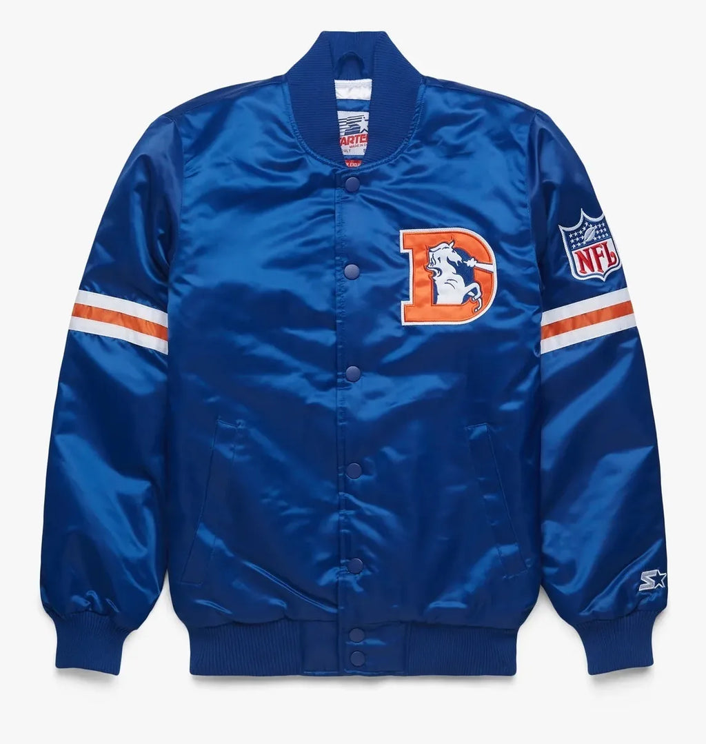 Denver Broncos Satin Varsity Jacketq