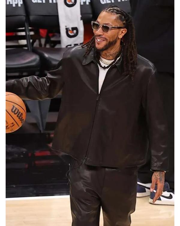 Derrick Rose Retirement 2026 Black Leather Jacket