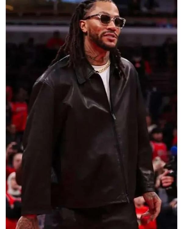 Derrick Rose Retirement 2026 Black Leather Jacket