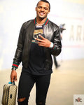 Deshaun Watson Black Leather Varsity Jacket Clanton Jacket