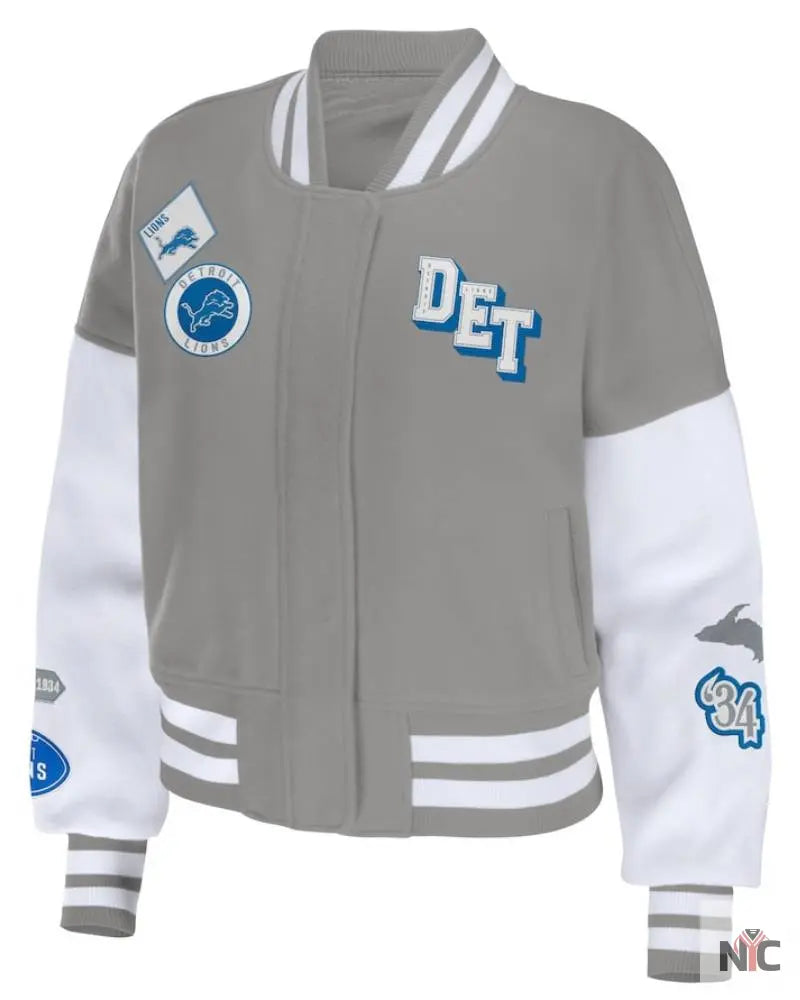 Detroit Lions Women’s Full-Zip Varsity Jacket Clanton Jacket