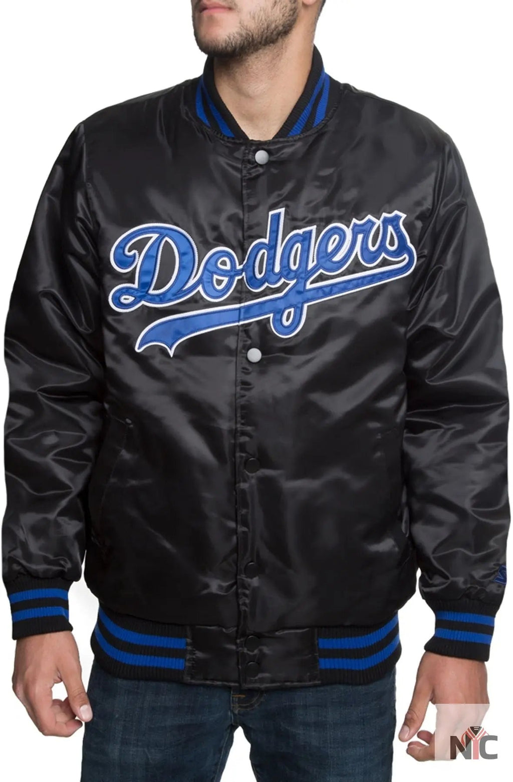 Dodgers Black Satin Jacket Clanton Jacket