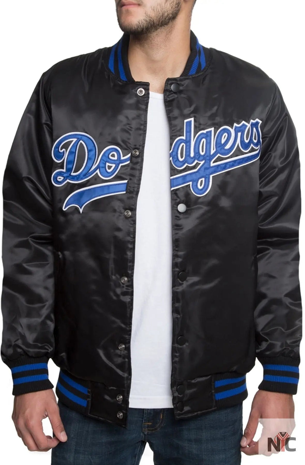 Dodgers Black Satin Jacket Clanton Jacket