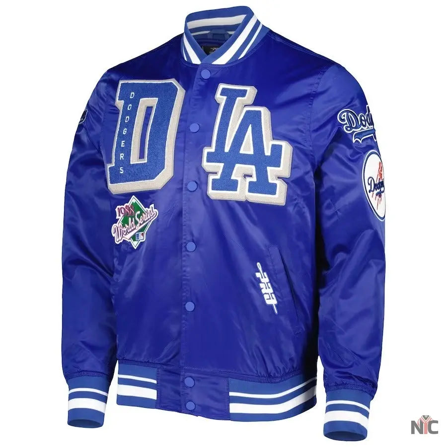 Dodgers Pro Standard Royal Mash Up Satin Varsity Jacket Clanton Jacket