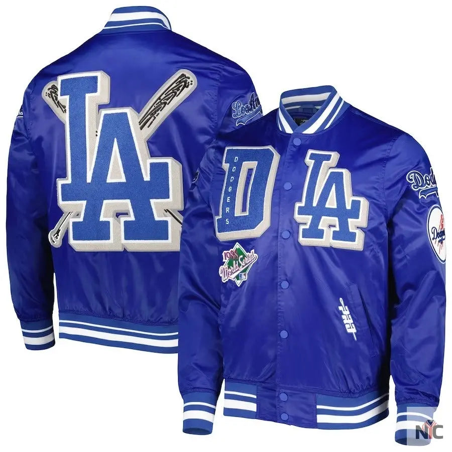 Dodgers Pro Standard Royal Mash Up Satin Varsity Jacket Clanton Jacket