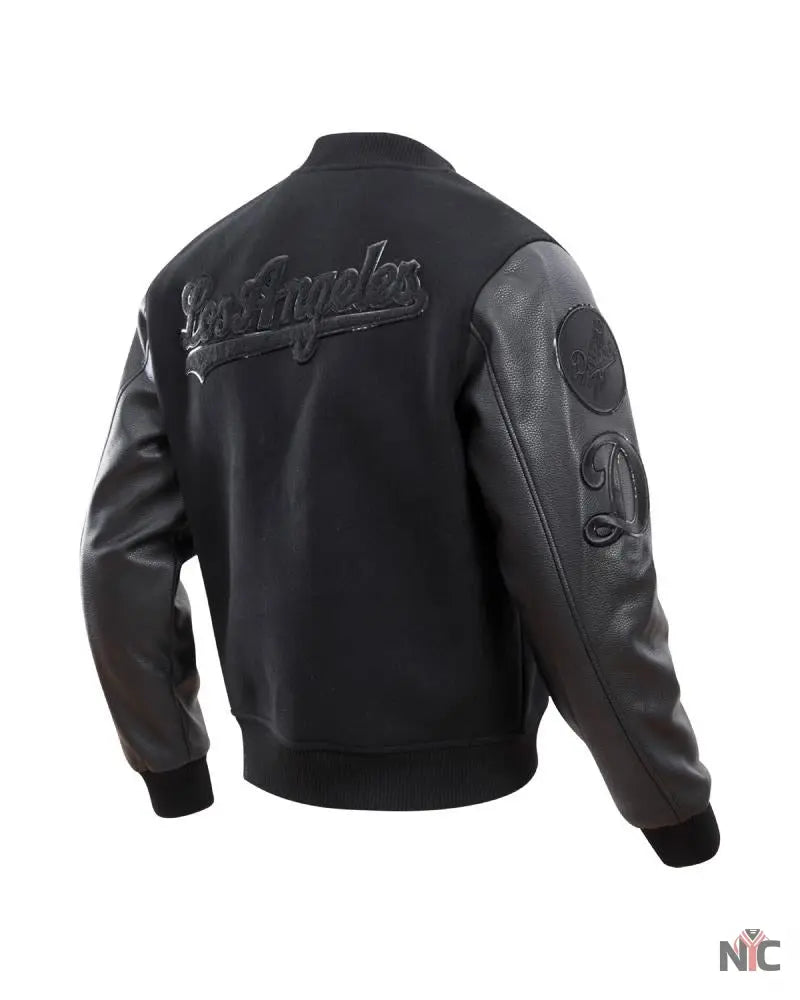 Dodgers Pro Triple Black Wool Varsity Jacket Clanton Jacket
