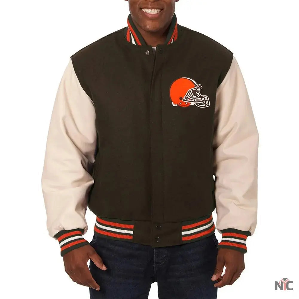 Domestic Cleveland Browns Varsity Jacket Clanton Jacket