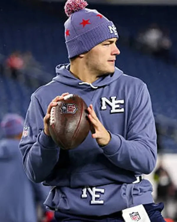 Drake Maye Patriots 2025 Rivalries Sideline Hoodie