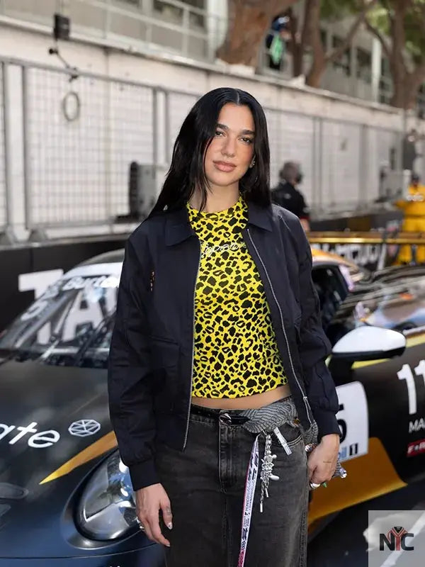 Dua Lipa Monaco Grand Prix Bomber Jacket Clanton Jacket