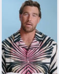 E! News Travis Kelce Pink Printed Shirt Clanton Jacket