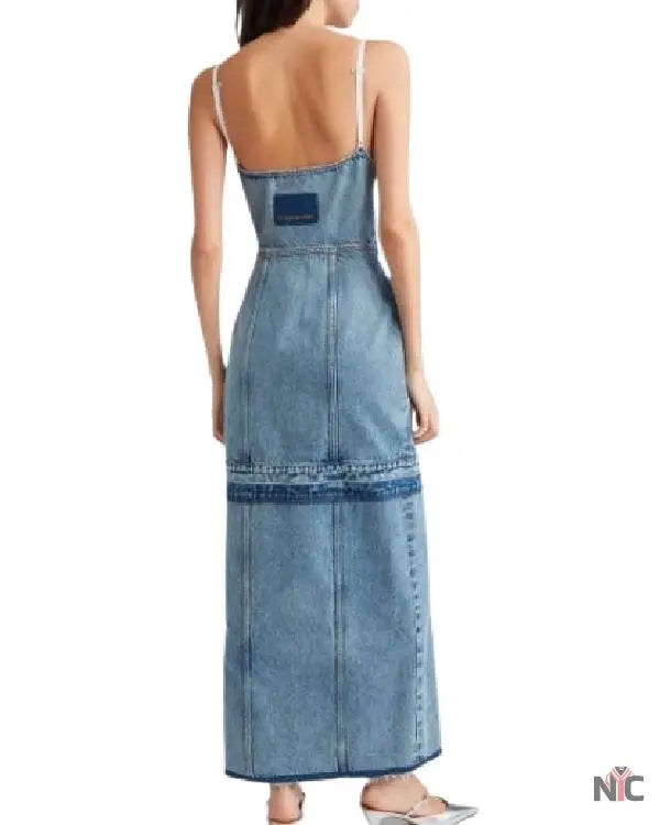 E! News Hannah Waddingham Denim Trim Dress Clanton Jacket