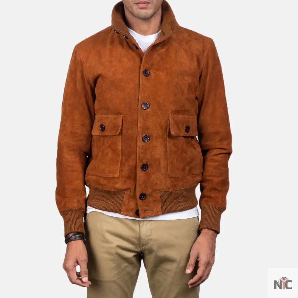 Eaton Brown Suede Bomber Jacket Clanton Jacket