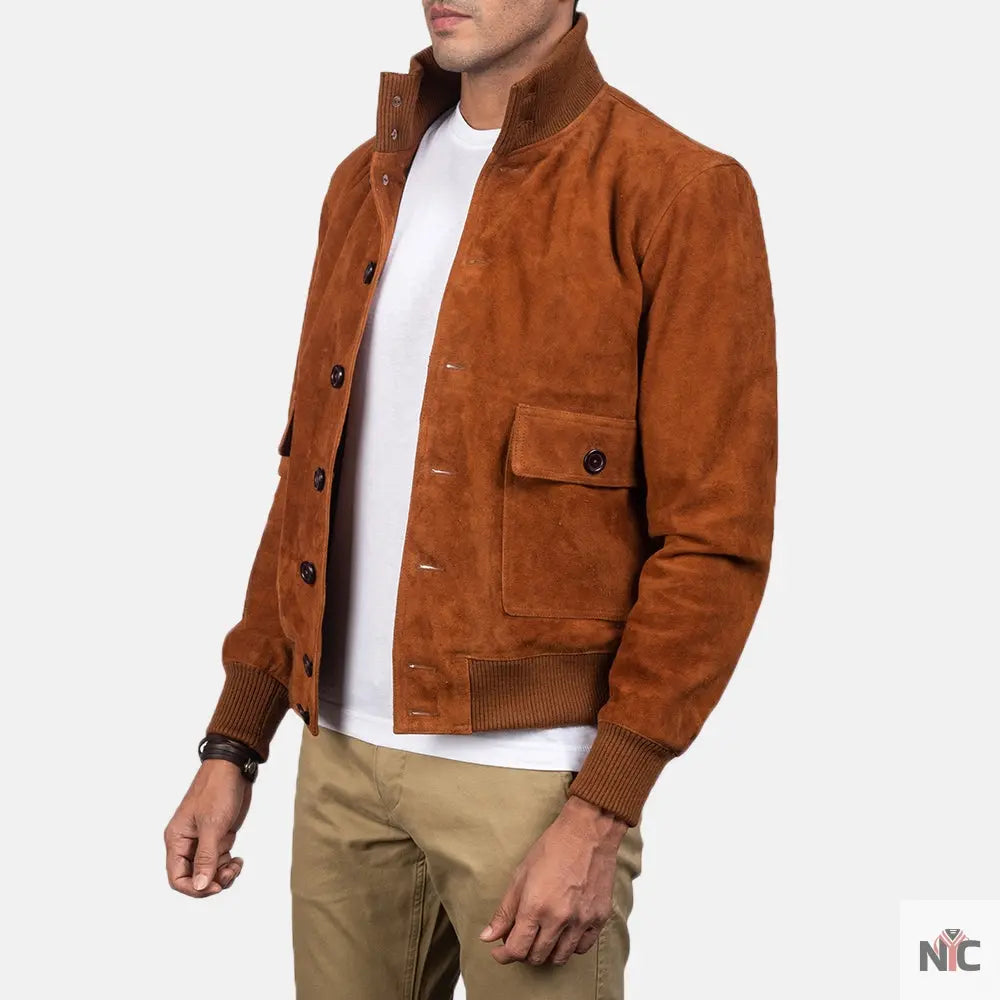 Eaton Brown Suede Bomber Jacket Clanton Jacket