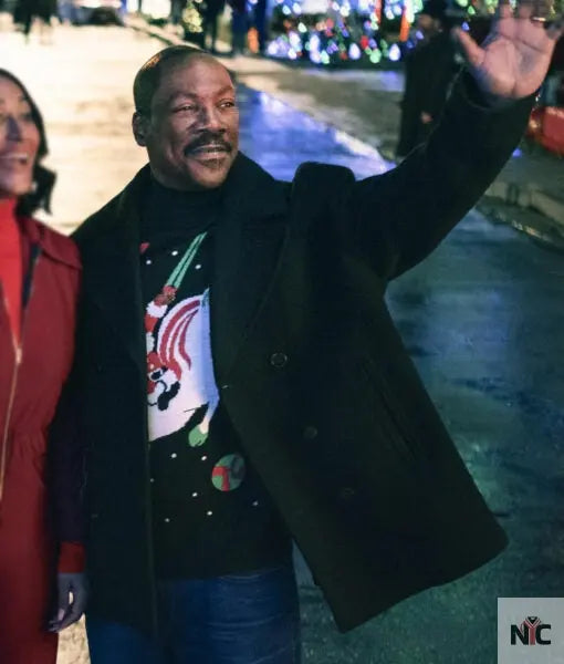 Eddie Murphy Candy Cane Lane Black Peacoat Clanton Jacket