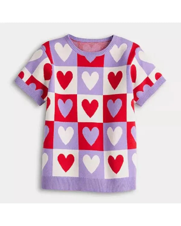 Electric Bloom S01 J’Adore Elizabeth Checkered Hearts Sweater