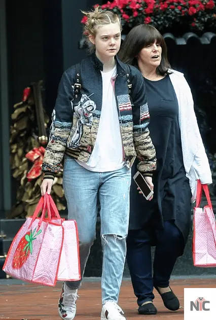 Elle Fanning Saint Laurent Moon Landing Black Varsity Jacket Clanton Jacket