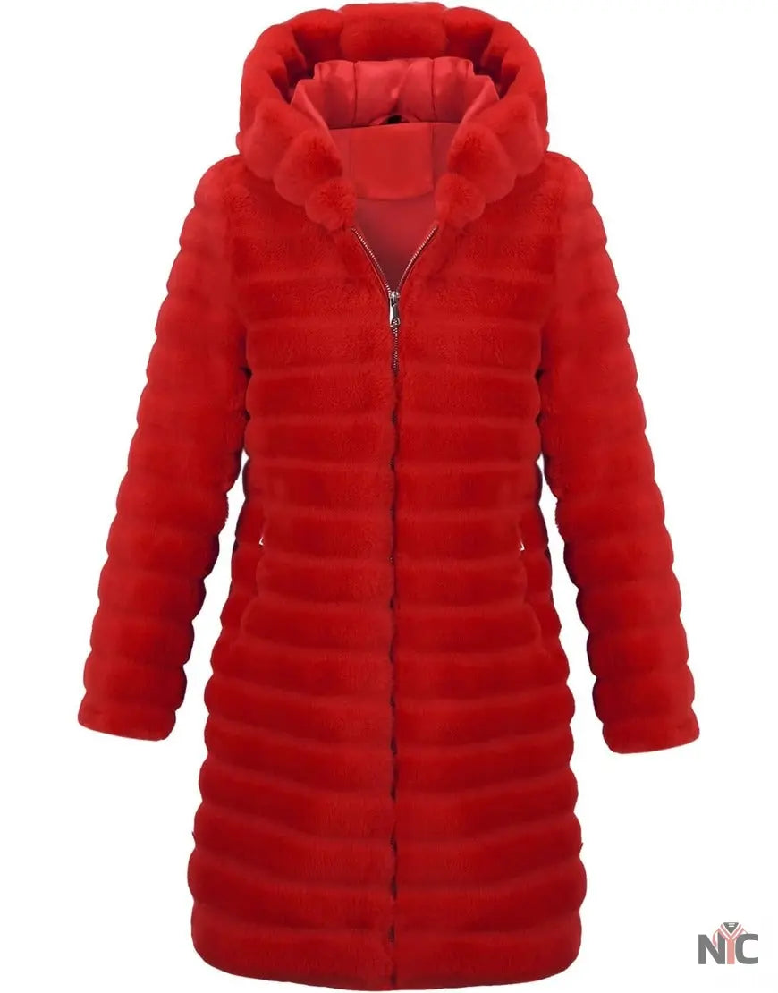 Elsbeth 2024 Carrie Preston Red Puffer Fur Coat Clanton Jacket