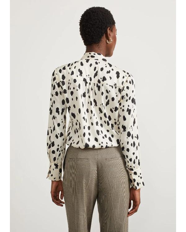 Elsbeth S03 Carrie Preston Black Graphics Neck-Tie Blouse