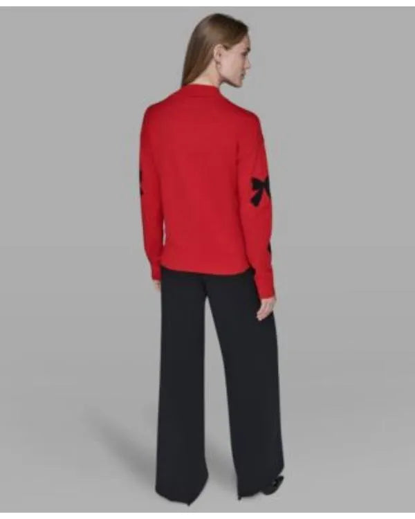 Elsbeth S03 Carrie Preston Red Bow Appliqué Sweater