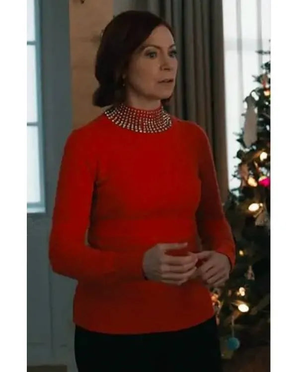 Elsbeth S03 Carrie Preston Red Embellished Sweatshirt