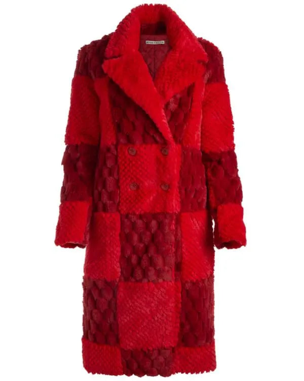 Elsbeth S03 Carrie Preston Red Faux Fur Peacoat