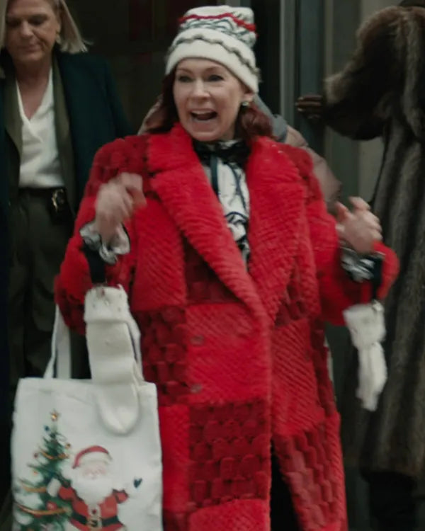 Elsbeth S03 Carrie Preston Red Faux Fur Peacoat