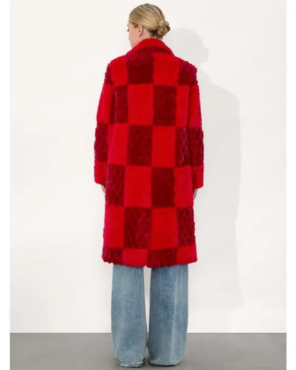 Elsbeth S03 Carrie Preston Red Faux Fur Peacoat