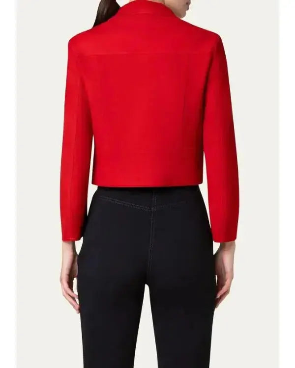 Elsbeth S03 Lana Condor Red Cropped Suede Jacket