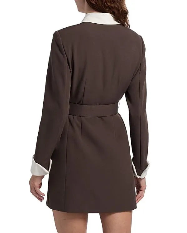 Elsbeth S03 Sarah Steele Brown Belted Mini Shirtdress