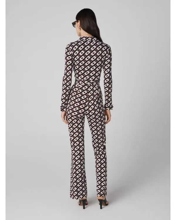 Emily In Paris S05 Lily Collins Brown Chain Print Jumpsuit