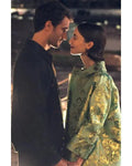 Emily In Paris S05 Lily Collins Green Floral Jacquard Coat