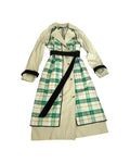 Emily In Paris S05 Lily Collins Green Plaid Panel Trench Coat