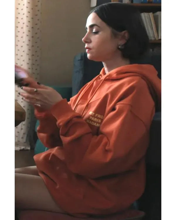 Emily In Paris S05 Lily Collins Orange Slogan Hoodie
