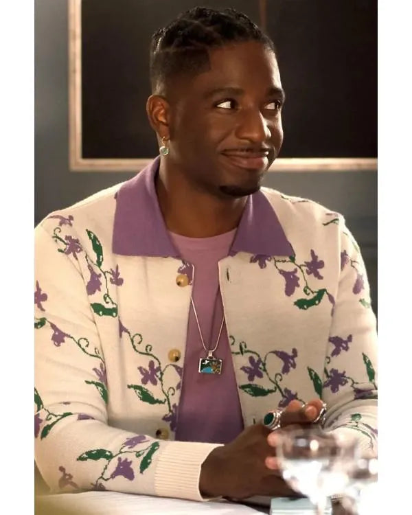 Emily In Paris S05 Samuel Arnold Purple Floral Cardigan