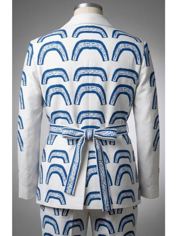Emily In Paris S6 Samuel Arnold Blue Ancient Print Suit