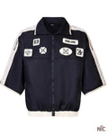 Emline Satin Windbreaker Top Black & Cream Clanton Jacket