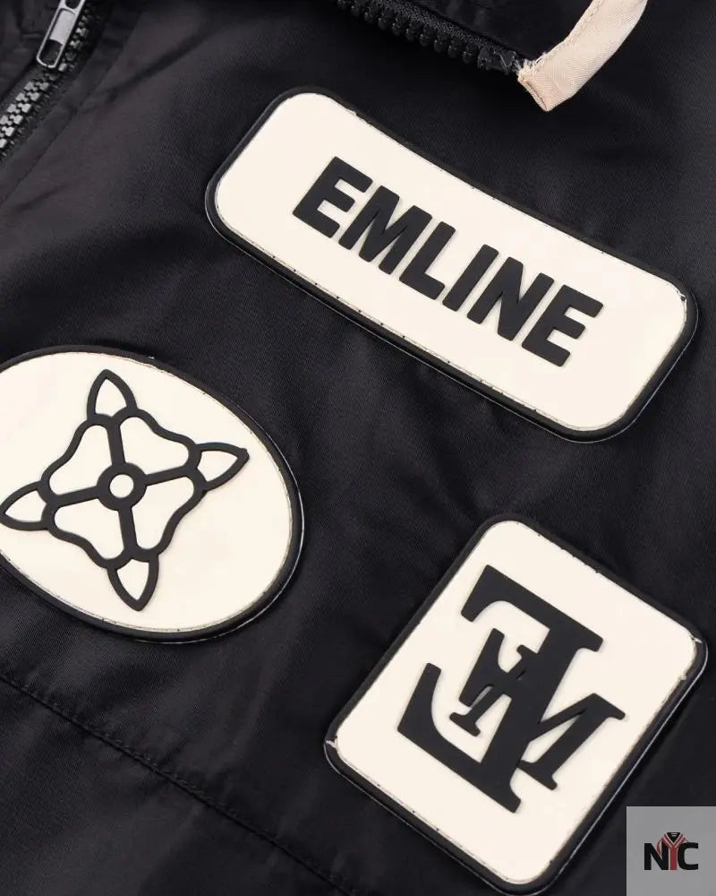 Emline Satin Windbreaker Top Black & Cream Clanton Jacket