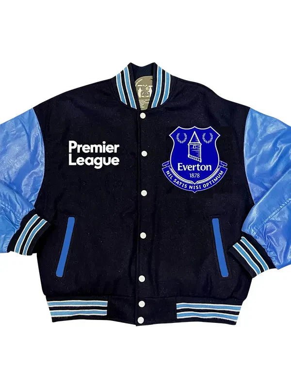 Premier League Team Everton F.C. Black Varsity Jacket Clanton Jacket