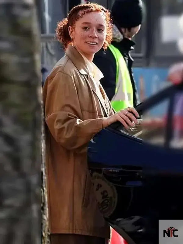 Erin Kellyman Eleanor the Great 2025 Brown Coat Clanton Jacket