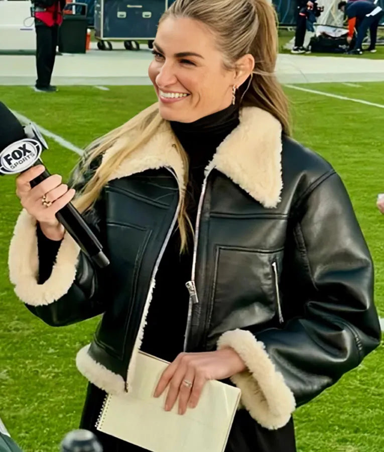 Erin Andrews Black Leather Shearling Jacket
