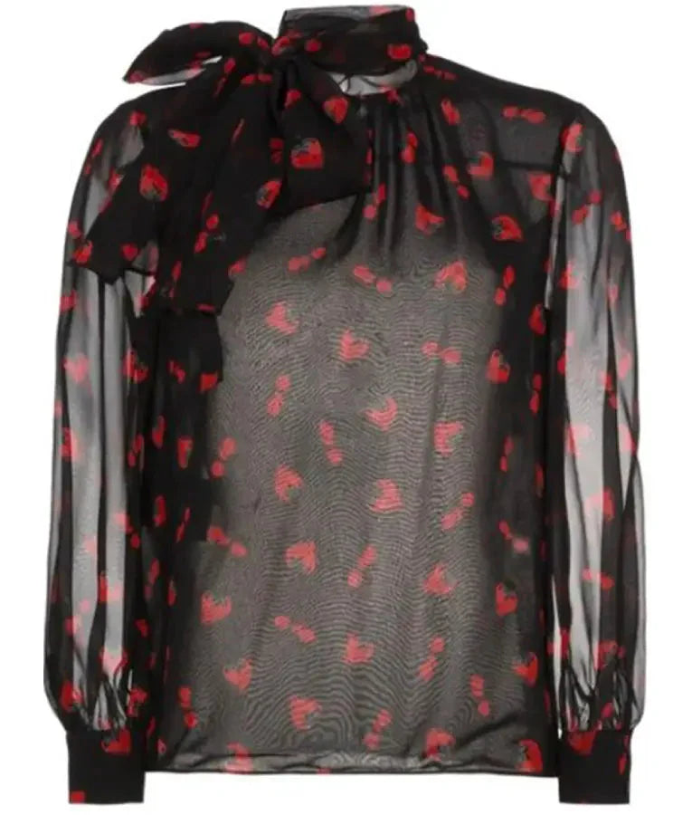 The Paper 2025 Sabrina Impacciatore Strawberry Print Blouse USA Jackets