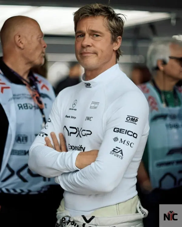 F1 2025 Brad Pitt White Shirt Clanton Jacket