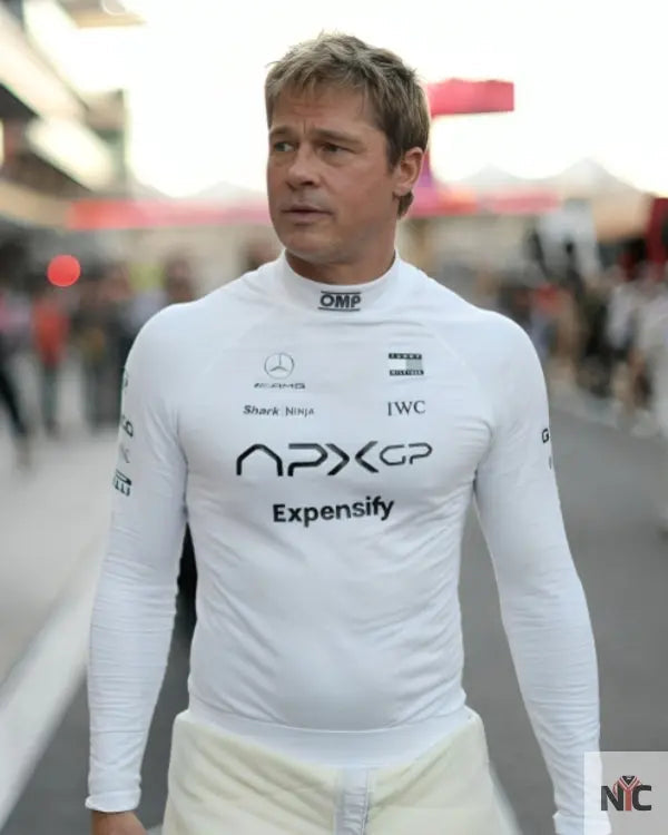 F1 2025 Brad Pitt White Shirt Clanton Jacket