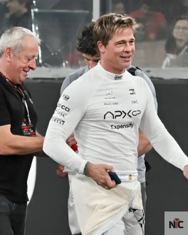 F1 2025 Brad Pitt White Shirt Clanton Jacket