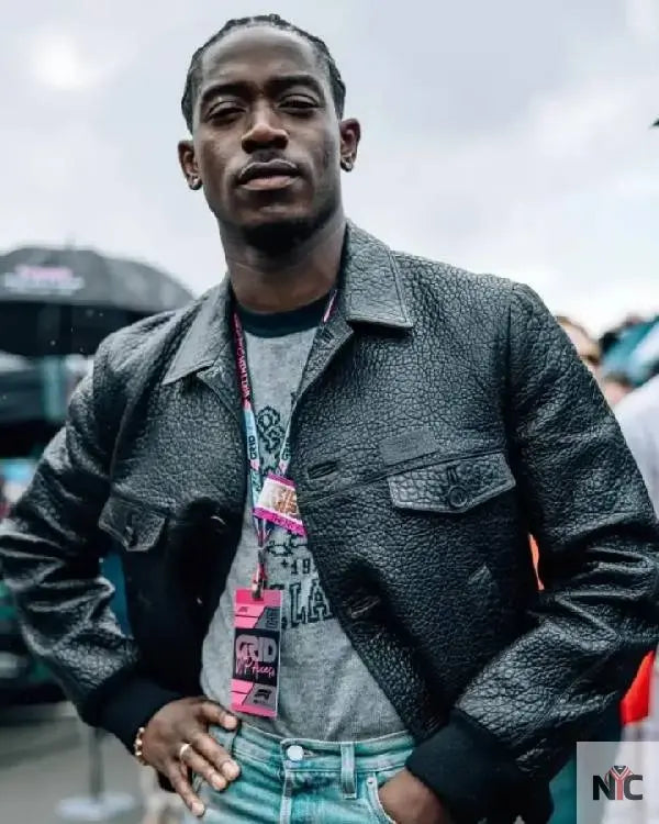 F1 Movie Damson Idris Black Leather Jacket Clanton Jacket