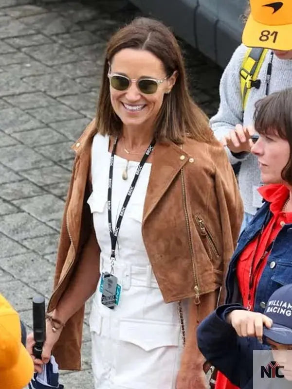 F1 Pippa Middleton Brown Leather Jacket Clanton Jacket