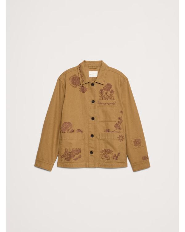 FBI S08 Embroidered Brown Chore Jacket