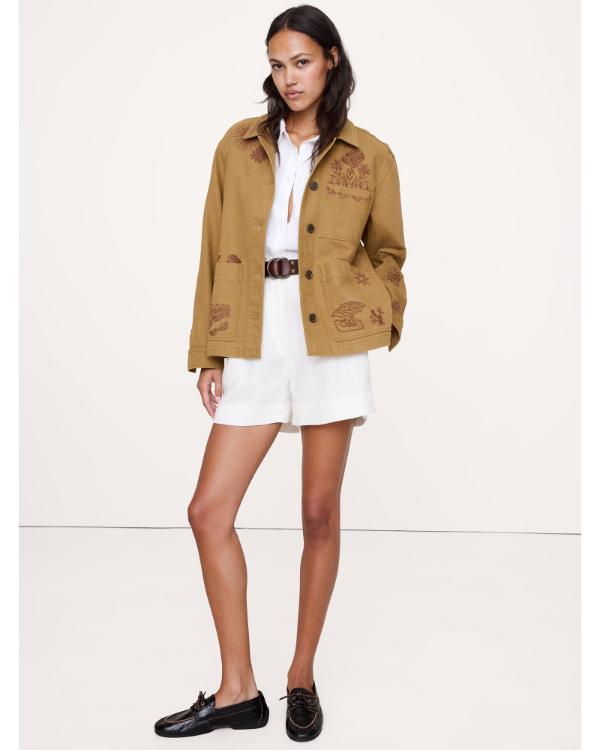 FBI S08 Embroidered Brown Chore Jacket